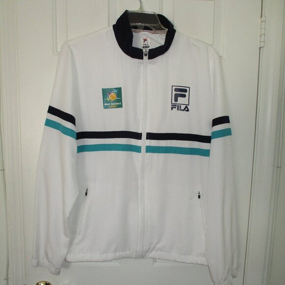 FILA Mens L/S BNP Paribas Open Full Zip White Tennis Windbreaker - Size Large - Picture 1 of 3